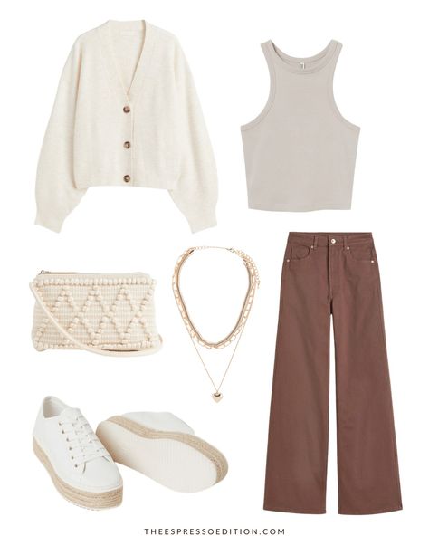 How to Style a Basic Cardigan for a Simple Spring Outfit in 2022 - The Espresso Edition Spring Outfits Cardigans, Cream Tops Outfit, Beige Spring Outfit, Cold Spring Outfit Ideas, Cardigan Ideas Outfits, How To Style A Cream Cardigan, Styling White Cardigan, Beige Cardigan Outfit Aesthetic, How To Style A Cardigan Aesthetic