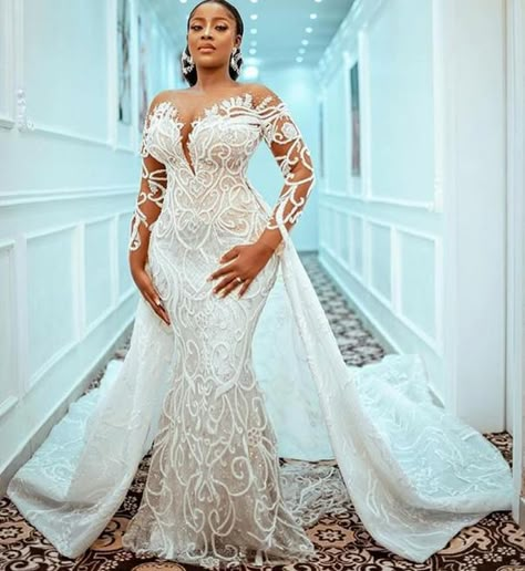 Latest Wedding Gowns, Plus Size Mermaid, Plus Wedding Dresses, Long Sleeve Wedding Gowns, Sheer Wedding Dress, Wedding Gowns With Sleeves, Plus Size Wedding Gowns, Classy Wedding Dress, Stylish Wedding Dresses