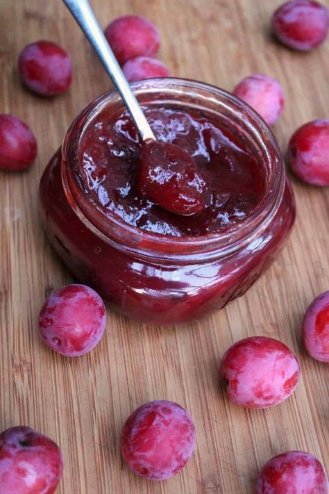 A deliciously tart, wild plum jam perfect for using as a breakfast preserve or as a condiment on cheese platters. Includes directions for using both wild plums or commercially grown fruit. #jam #canning #plum #foraging Wild Plum Jam Recipe, Wild Plum Jam, Plum Jelly Recipe, Strawberry Basil Jam, Watermelon Jam, Chia Seed Jam Recipe, Homemade Cider, Earth Food, Plum Jam Recipes