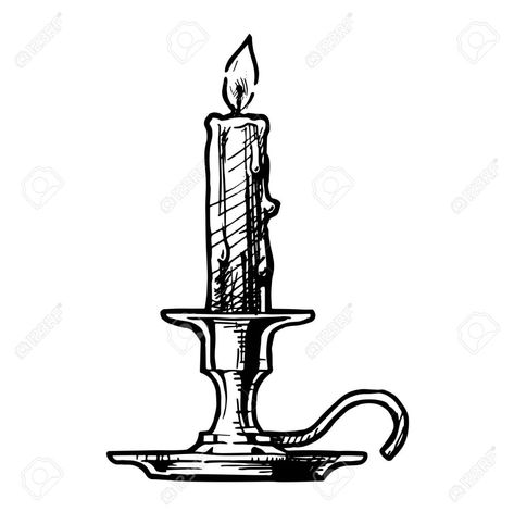 Candlestick Drawing, Candlestick Tattoo, Candle Tattoo, Stick N Poke Tattoo, Nose Drawing, Poke Tattoo, Warhammer 40k Miniatures, Vintage Candle Holders, Vector Hand