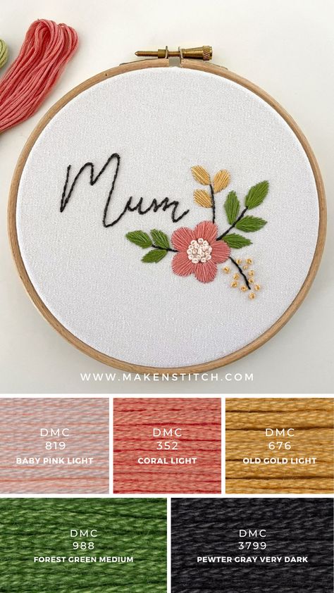 mother's day color palette Embroidery For Mothers Day, Mothers Day Embroidery Ideas, Mothers Day Embroidery, Day Color Palette, Mother's Day Theme, Flower Shadow, Anchor Threads, Sketches Pencil, Flower Shadow Box