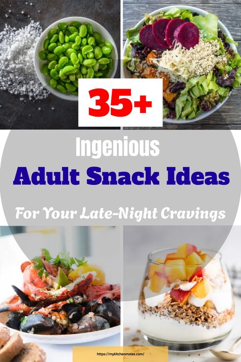 Adult Snack Ideas Adult Snack Ideas, Quick And Easy Snacks, Adult Snacks, Weekend Snacks, Healthy Late Night Snacks, Mini Crab Cakes, Apple Chips Baked, Easy To Make Snacks, Cauliflower Bites