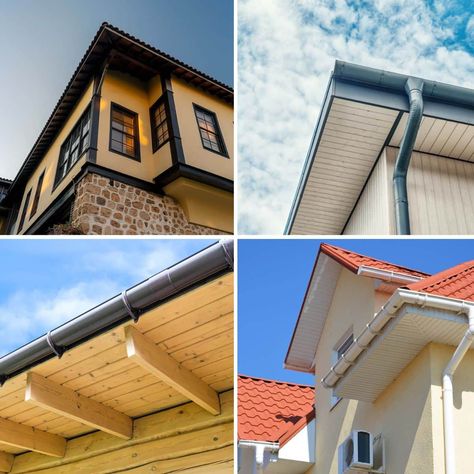 different roof soffit designs Soffit Ideas, Roof Soffits, Vinyl Soffit, Roof Damage, Fascia Board, Roof Overhang, Vanity Bedroom, Kitchen Cabinets And Countertops, Support Beams