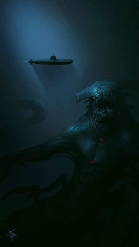 ArtStation - sea monster, Aleksandr Plihta Creatures Drawing, Sea Monster Art, Dark Sea, Sea Monster, Cool Monsters, Cosmic Horror, 다크 판타지, Monster Concept Art, Creature Drawings