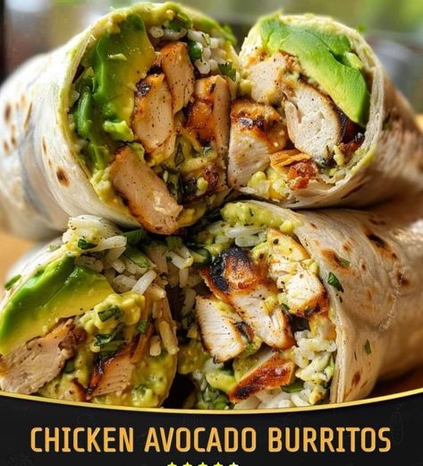 Martha Stewart Recipese🥙🍕 | Chicken Avocado Burritos | Facebook Chicken California Burrito, Dinner Recipe With Avocado, Chicken Avacacado Wraps, Dinner Recipes With Avocado, Avocado Dinner Recipes, Chicken Avocado Burrito, Healthy Burritos, Chicken Avocado Wrap, Current Recipes