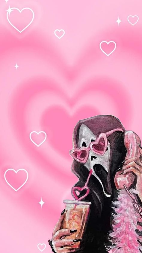 #y2k #pink #ghostface Wallpaper Iphone Ghostface, Pink Ghostface, Ghost Face Wallpaper Aesthetic, Y2k Aesthetic Wallpaper, Y2k Wallpaper Iphone, Halloween Crafts To Sell, Halloween Wallpaper Iphone Backgrounds, Halloween Wallpaper Cute, Y2k Wallpaper