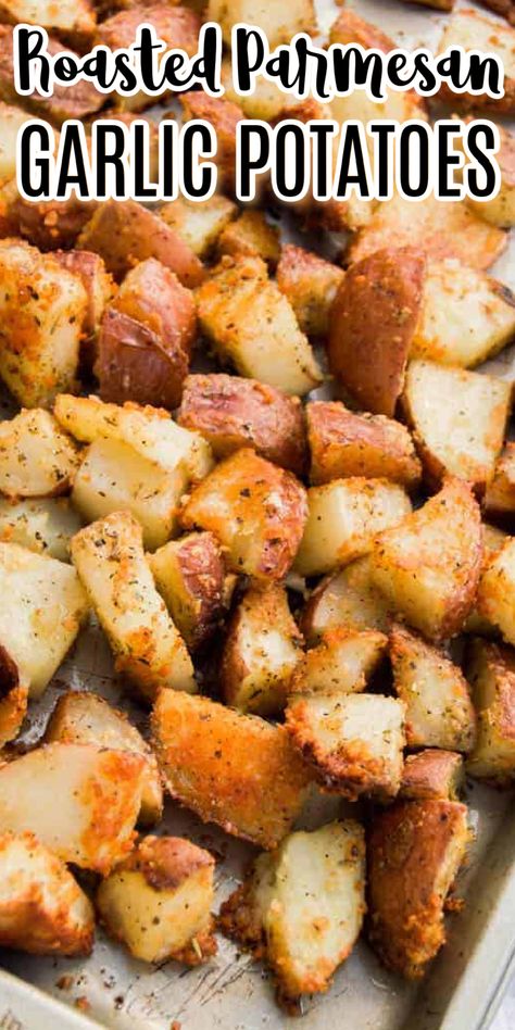 Roasted Potatoes Russet, Parmesan Garlic Potatoes, Red Skin Potatoes Recipe, Garlic Parmesan Roasted Potatoes, Parmesan Baked Potatoes, Potato Recipes Crockpot, Russet Potato Recipes, Easy Scalloped Potatoes Recipe, Potatoes Asparagus