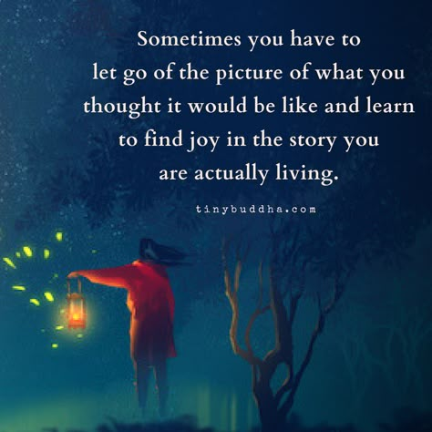 Sometimes you have to let go of the picture of what you thought it would be like and learn to find joy in the story you are actually living. Broken Engagement, Tiny Buddha, Find Joy, Infp, A Quote, Finding Joy, Let Go, The Words, Great Quotes