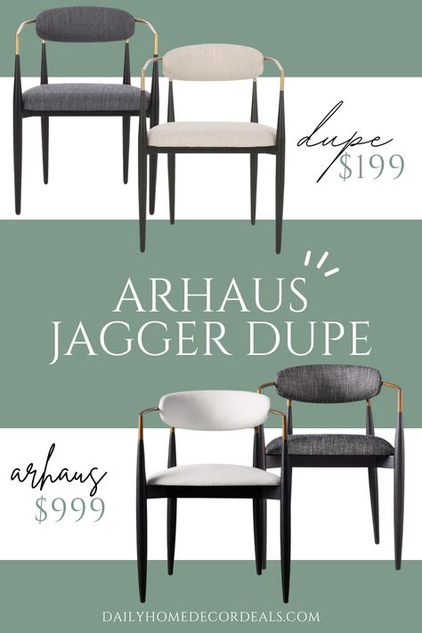 Arhaus Jagger Chair Dupes These incredible Arhaus jagger dining chair dupes were just added and I know they will sell out fast! The jagger style dining armchairs and counter stools are probably the most popular item I get asked if I have a good dupe for and up until this point there wasn’t anything on… Read more The post Jagger Chair Dupe Arhaus Dining appeared first on Interior Design for Beginners. Arhaus Kensington Round Dining Table With Chairs, Dining Room Styling Ideas, Charcoal Dining Chairs, Dining Chairs For Round Wood Table, Arhaus Jagger Chairs, Interior Define Chair, Round Table Dining Chairs, Minimal Dining Chairs, Arhaus Jagger Dining Chair