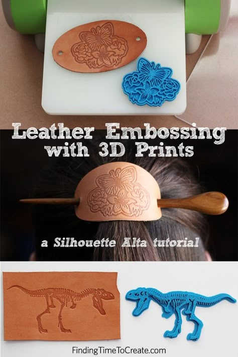 Leather Embossing with 3D Prints by Kelly Wayment for Silhouette Useful 3d Prints, Leather Embossing, 3d Printing Machine, 3d Printing Fashion, Cricut Cuttlebug, Embossing Stamp, 3d Printing Art, 3d Printer Designs, 3d Printing Diy