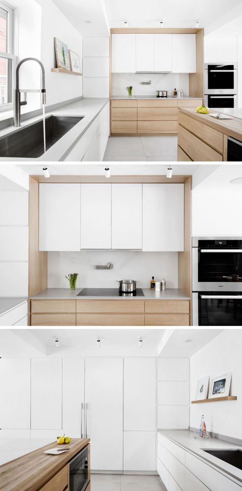 White Wood Kitchens, Refacing Kitchen Cabinets, Kitchen White, New Kitchen Cabinets, Interior Renovation, Kitchen Room Design, Trendy Kitchen, White Kitchen Cabinets, Minimalist Kitchen