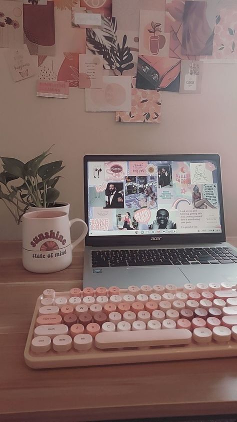 #desk #studyinspo #collegestudy #cutedesk #deskinspo #pinkmauve #keyboard keyboard found on Amazon! Desk Inspo Pink, Keyboard Cute, Desk Home, Cute Keyboard, Cute Desk Decor, Aesthetic College, Cozy Desk, Study Desk Decor, Desk Study