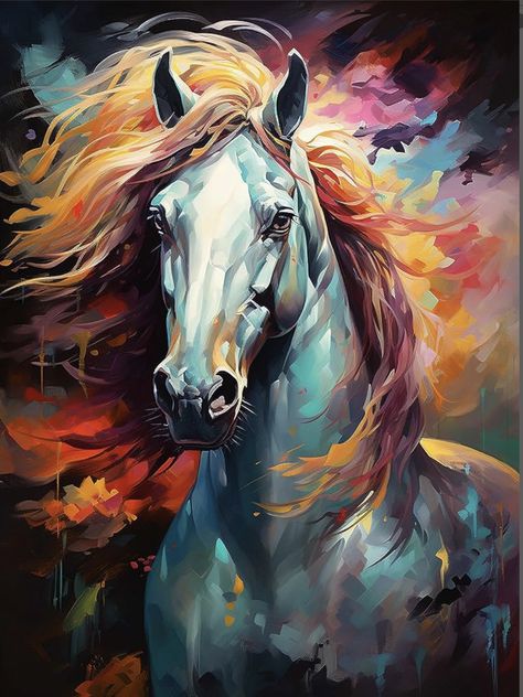 Hours Animal Drawing, Animal Paintings Easy, Contrast Painting, Equine Art Paintings, Textured Art Canvas, Horse Sublimation, Canvas For Home Decor, Abstract Horse Art, Watercolor Horse Painting