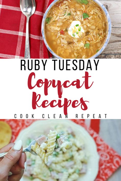 If you love Ruby Tuesday you have to try these easy copycat recipes that you can make at home! All of these delicious Ruby Tuesday recipes can be made at home for a simple dinner, or lunch! Perkins Copycat Recipes, Ruby Tuesday Potato Salad, Ruby Tuesdays Copycat Recipes, Copycat Restaurant Salad Recipes, Restaurant Inspired Recipes Easy, Easy Copycat Recipes, Copycat Recipes Restaurant, Best Copycat Recipes Restaurants, Ruby Tuesday Recipes