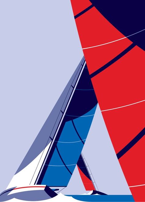 Boat Illustration, Malika Favre, Sailing Art, Sailboat Art, Summer Illustration, Soyut Sanat Tabloları, Sport Style, Sailboats, Op Art