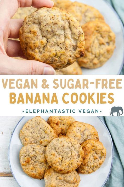 Vegan Oil Free Dessert Recipes, Easy Healthy Banana Cookies, Flourless Banana Cookies, Vegan Sugar Free Recipes, Banana Sweetened Dessert, Healthy Banana Recipes Clean Eating, Daniel Fast Cookies, Sugar Free Banana Recipes, Mevy Diet