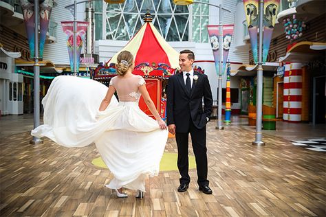 Wedding on Oasis of the Seas (Photo: Royal Caribbean) Royal Caribbean Wedding, Cruise Weddings, Cruise Tips Royal Caribbean, Royal Carribean Cruise, Cruise Ship Wedding, Quantum Of The Seas, When Two Become One, Best Cruise Lines, Oasis Of The Seas