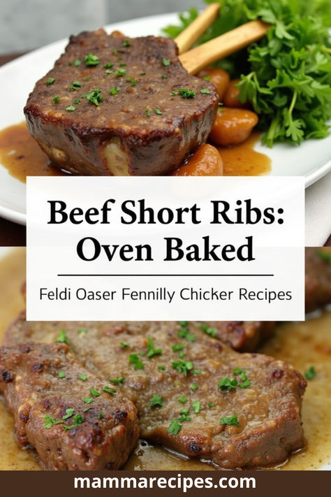 Make perfectly tender beef short ribs with this simple oven-baked recipe! Slow-cooked to perfection, these ribs are juicy, flavorful, and fall-off-the-bone delicious. Perfect for family dinners or special occasions. Try it today! Oven Roasted Recipes, Beef Plate Short Ribs Oven, Cooking Beef Short Ribs, Beef Short Ribs Oven Easy, Beef Short Rib Recipes Oven Easy, Sliced Beef Short Rib Recipes, Bone In Short Ribs Recipe, Baked Short Ribs Recipe, Oven Baked Short Ribs