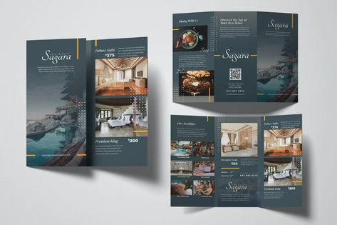 Hotel Trifold Brochure by uicreativenet on Envato Elements Brochure For Hotel, High End Brochure Design, Hotel Brochure Design Layout, Hotel Flyer Design, Hotel Brochure Design, Company Brochure Design, Brochure Food, Brochure Graphic, Photobook Layout