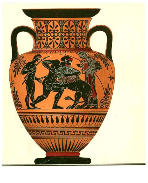 Ancient Greece Art, Greece Design, Nemean Lion, Africa Art Design, Ancient Greek Pottery, Istoria Artei, Greece Art, Ancient Greek Art, Greek Pottery