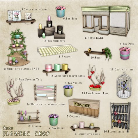 Sese - Flowers ShopItem 72 of 87  Flowers Shop | Furniture L$75 per play • 19 to collect (2 rare) Visit Sese at The Arcade     Shopping Guide – March, 2019 | Sims 4 Florist Shop Cc, Sims Flower Shop, Sims 4 Flower Shop Cc, Sims 4 Florist, Sims 4 Flower Shop, Kids Barber Shop, Sims Aesthetic, Kids Barber, Legacy Challenge