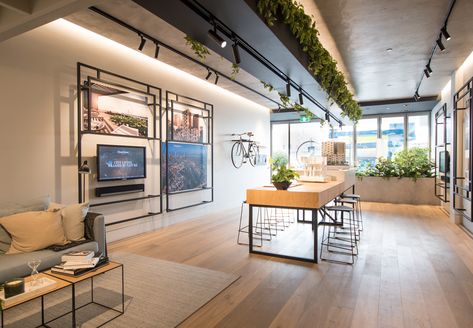 Lot 9, Display Suite | Sphera Scandinavian Office, Business Office Design, Apartment Lobby, Inmobiliaria Ideas, Showroom Inspiration, Sales Gallery, Marketing Office, Gallery Display, Warehouse Design