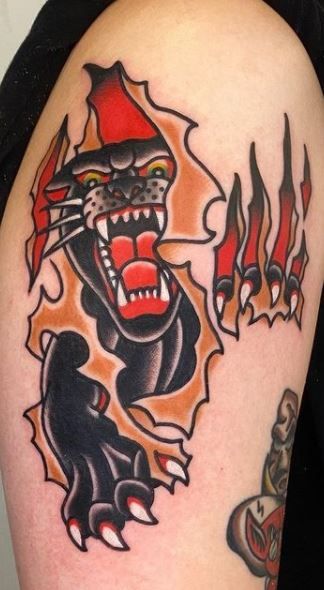 Trilogy Tattoo, Keyhole Tattoo, Scratch Tattoo, Panther Tattoos, Traditional Panther Tattoo, Black Panther Tattoo, Tattoo Graffiti, Panther Tattoo, Black Cat Tattoos