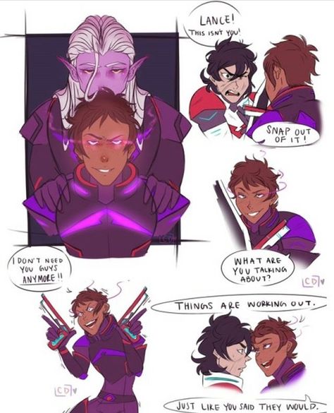 Credit to artist Lance X Lotor, Voltron Galra, Voltron Force, Klance Fanart, Lance Mcclain, Klance Comics, Voltron Funny, Voltron Comics, Form Voltron