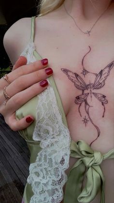 Cute Little Tattoos, Sternum Tattoo, Fairy Tattoo, Back Tattoo Women, Small Tattoo Designs, Elegant Tattoos, Chest Tattoo, Pretty Tattoos, Minimalist Tattoo