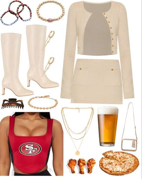 San Francisco 49ers Game Day Outfit Outfit | ShopLook 49ers Football Game Outfit, 49ers Outfit Women, 49ers Outfit, Gameday Fashion, Nfl Outfits, Gameday Outfit, San Francisco 49ers, Outfit Maker, Sporty Outfits