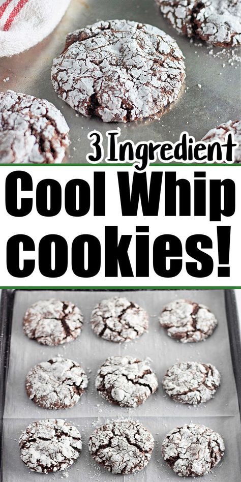 Easy 4 ingredient cake mix cool whip cookies are here! Make into chocolate cool whip cookies, strawberry or any flavor you love. Cake Mix Cool Whip Cookies, Easy Dessert For Christmas, Chocolate Cool Whip, Whip Cookies, Three Ingredient Cookies, Powdered Sugar Cookies, 2 Ingredient Cookies, Recipes With Cool Whip, 3 Ingredient Cakes