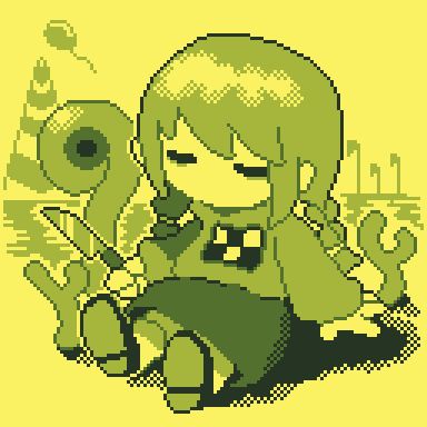 Bangs Braid, Holding Knife, Yume Nikki, Sleep Book, Twin Braids, Pixel Art Background, Yellow Theme, Body Base Drawing, Rpg Horror Games