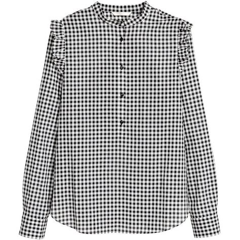 Cotton Blouse $17.99 ($18) via Polyvore featuring tops and blouses Stand Collar Blouse, Womens Dress Coats, Checkered Blouse, Frilly Blouse, Study Better, Fashion Tops Blouse, Trendy Dress Outfits, Sleeves Designs For Dresses, Trendy Fashion Tops