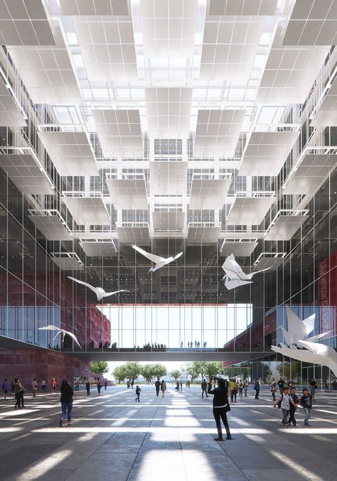 Public Plaza, Atrium Design, Floating Architecture, Museum Interior, Exhibition Room, Large Scale Art, Modern Office Design, Entrance Design, Museum Architecture