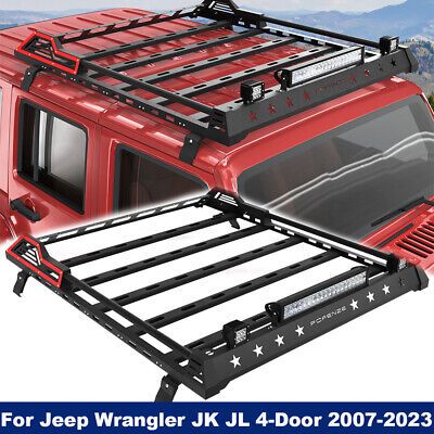 ad eBay - Roof Rack Cargo Basket w/ LED Light Bars Fit 2007-2023 Jeep Wrangler JK JL NEW - Buy Now, click the link (eBay) Light Bars, Roof Racks, Led Light Bars, Roof Rack, Dream Car, Ignition System, Golf Carts, Bar Lighting, Jeep Wrangler