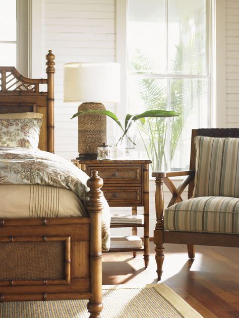 Tommy Bahama Bedroom, West Indies Style, British Colonial Decor, Tropical Bedrooms, Tommy Bahama Home, Lexington Home, Bedside Chest, Coastal Bedrooms, Bedroom Panel