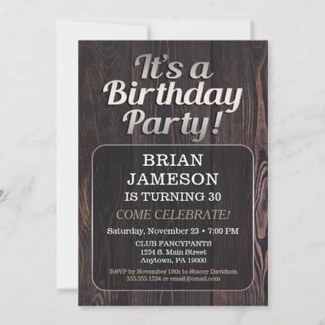 $3.08 | Mens Birthday Party Invitation For Man Adult Male #18th21st30th35th40th #45th50th60th65th70th #75th80th85th90th95th #16th17th19th20th55th #boyboyswood #mensbirthdayparty #manbirthday #formenmalemanmasculine #rusticwoodcountry #brownbirthdayparty 55th Birthday Party Ideas, 60th Birthday Party Themes, Mens Birthday Party Invitations, 50th Birthday Party Themes, Surprise Party Invitations, Surprise Birthday Invitations, Mens Birthday, Adult Party Themes, 21st Birthday Invitations