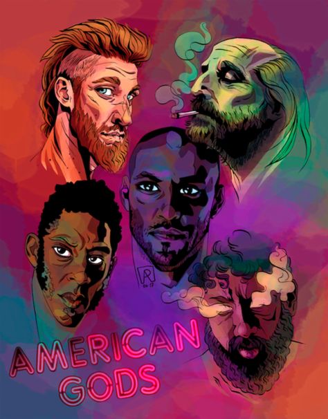 American Gods Fanart, Kwaku Anansi, Peter Stormare, Neon Dragon, Mad Sweeney, Pablo Schreiber, Modern Myth, Song Images, Game Wallpaper Iphone