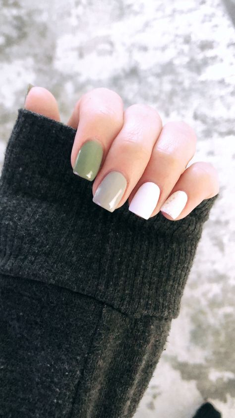 Nails St Patrick’s Nails Green White Gray Nails Neutral Army Green Nails Neutral March Nails, March Sns Nails, March Manicure, Nails For St Patricks Day, Nails St Patricks Day Simple, Neutral Spring Nails Gel, St Pats Nails Simple, St Paddys Day Nails Simple, Subtle Saint Patricks Day Nails