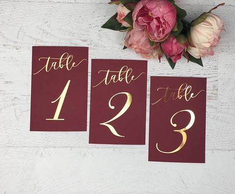 Wedding Table Planner, Bordeaux Wedding, Burgundy And Gold Wedding, Gold And Burgundy Wedding, Gold Table Numbers Wedding, Gold Table Setting, Gift Table Wedding, Gold Table Numbers, Wedding Burgundy