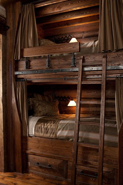 Lucky Lab Lodge — fullerton architects pc Rustic Bunk Beds, Casa Hobbit, Triple Bunk Beds, Bunk Beds Built In, Built In Bunks, Bunk Rooms, Cool Bunk Beds, Bunk Bed Designs, Cabin Living