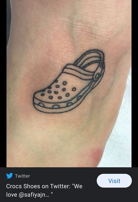 Crocs Shoes Tattoo, Croc Tattoos Shoe, Shoe Tattoos, Foot Tattoos, Matching Tattoos, Crocs Shoes, Tattoo On, Future Tattoos, Infinity Tattoo