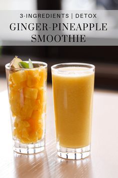 Pineapple And Ginger Smoothie, Pineapple Chunk Recipes, Recipes Using Fresh Ginger, Pineapple Ginger Smoothie, Pineapple Smoothie Healthy, Smoothie With Water, Pineapple Breakfast, Ginger Pineapple, Smoothies Vegan