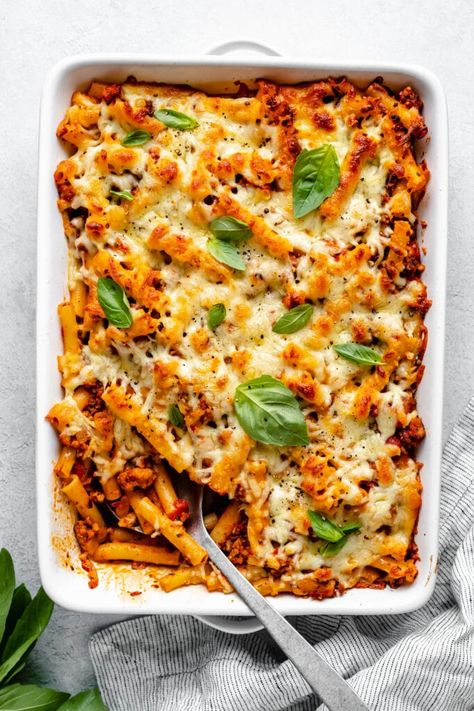 Healthy Pasta Bake, Easy Baked Ziti, Spoon Fork Bacon, Baked Penne, Ziti Pasta, Ziti Recipes, Baked Ziti Recipe, Baked Pasta, Baked Pasta Recipes