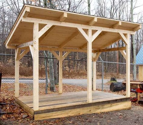 Timber Frame Shed Plans, Lean To Shed Plans, Wood Shed Plans, Firewood Shed, Run In Shed, Lean To Shed, Wood Storage Sheds, Wooden Gazebo, Storage Shed Plans