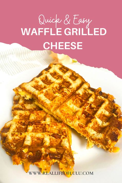 Grilled Cheese In A Waffle Maker, Grilled Cheese Waffle Maker, Waffle Grilled Cheese Sandwich, Waffle Iron Grilled Cheese, Lunch Waffles, Waffle Grilled Cheese, Grilled Cheese Waffles, Sandwich Press, Desserts Table