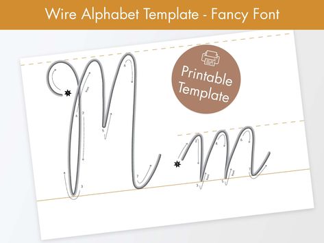 Create your own bespoke knitted name or word with ease using this printable alphabet template, perfectly proportioned and harmonious in size and design. The scale 1:1 PDF features all 26 letters in uppercase and lowercase, along with a step-by-step guide to bending wire into the desired shapes.#fontsalphabetcursive#fontsalphabetcursivecalligraphy#fontsalphabetcursivebold#fontsalphabetcursivesimple#fontsalphabetcursiveeasy Wire Alphabet, Cursive Fonts Alphabet, Alphabet Cursive, Cute Fonts Alphabet, Free Cursive Fonts, Alphabet Letter Templates, Wire Letters, Fonts Handwriting Alphabet, Wire Knitting