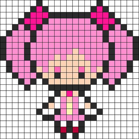 Madoka Kaname Perler Bead Pattern / Bead Sprite Madoka Kaname, Pokemon Bead, Melty Bead Patterns, Easy Pixel Art, Pattern Maker, Pixel Crochet, Pixel Art Grid, Graph Paper Art, Kandi Patterns