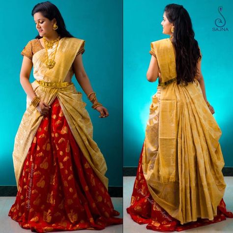 Cancan Saree, Model Saree, Lengha Blouse Designs, Lehenga Saree Design, Saree Wearing Styles, Half Saree Lehenga, Wedding Lehenga Designs, Kids Blouse Designs, Saree Draping