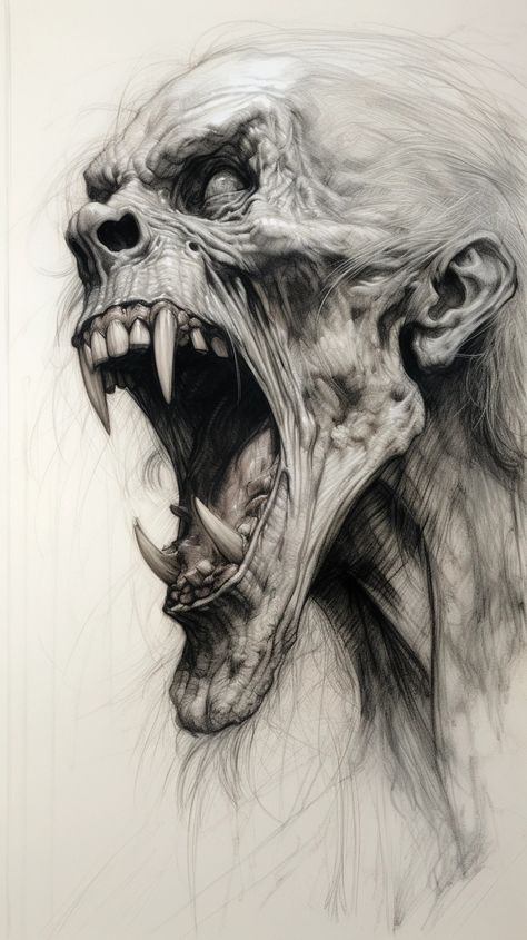 Horror Drawing, Dark Evil, Realistic Pencil Drawings, Dark Fantasy Artwork, Scary Tattoos, Skull Art Drawing, Creepy Tattoos, Horror Artwork, Dark Art Tattoo